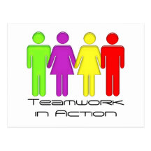 Team work coming together postcards