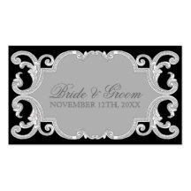Tear Drop Lace, Black and White Favour Gift Tags Business Card Template