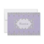 Tear Drop Lace, Lavender & Grey Reception Invite invitations