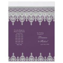 Tear Drop Lace Plum Purple Elegant Wedding Program