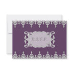 Tear Drop Lace, Purple & Grey - Wedding Invite invitations
