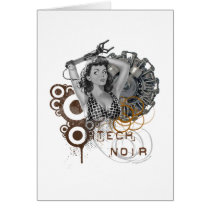 Tech noir pulp steampunk dame greeting cards