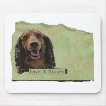 Teckle / Dachshund in greens mousepads