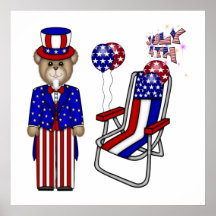 Teddies 4th of July Chair Print