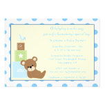 Teddy bear and bird boy's baby shower invitation