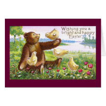 Teddy Bear and Chicks Vintage Easter Greeting Cards