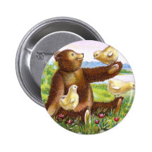 Teddy Bear and Chicks Vintage Easter Pins