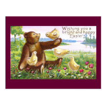 Teddy Bear and Chicks Vintage Easter Postcards
