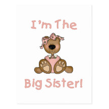 Teddy Bear Big Sister Tshirts and Gifts Post Cards