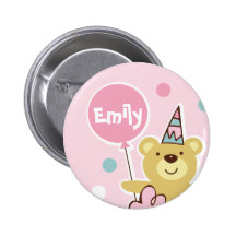 Teddy Bear Birthday Button - Customised