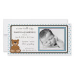Teddy Bear Blue Customised Birth Announcement photo cards
