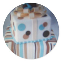 teddy bear cake round sticker