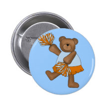Teddy Bear Cheerleader Orange T-shirts and Gifts Pin
