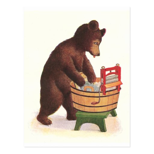 Teddy Bear Does the Laundry Post Card