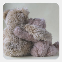 teddy bear friends square stickers