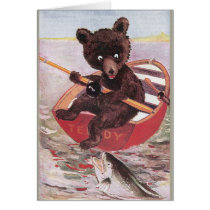 Teddy Bear Goes Fishing Greeting Card