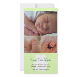 Teddy bear green montage baby birth announcement photo cards