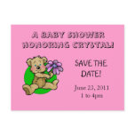 Teddy bear holding purple daisy save the date post card