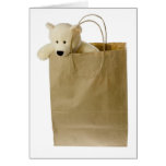 Teddy bear in brown paper bag card
