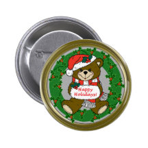 Teddy bear in wreath pins
