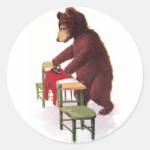 Teddy Bear Ironing Clothes Sticker