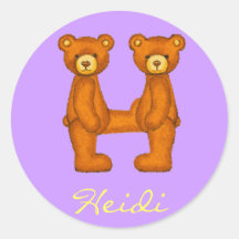 Teddy Bear Letter Alphabet~Initial H~Name Stickers