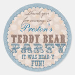 Teddy Bear Party Thank You Sticker - Blue