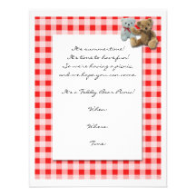 Teddy Bear Picnic with Red and White Tablecloth Personalised Invitations