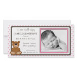 Teddy Bear Pink Customised Birth Announcement photo cards