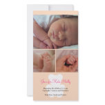 Teddy bear pink montage baby birth announcement photo cards