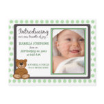 Teddy Bear Polkadot Baby Birth Announcement (mint) postcards