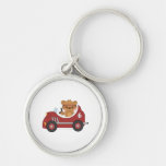 Teddy Bear Racer (red) Key Chain