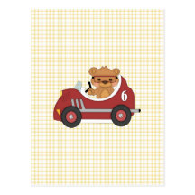 Teddy Bear Racer (red) Post Cards