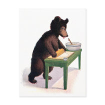 Teddy Bear Rolls Dough for Biscuits Postcards