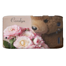 teddy bear smells the roses Droid RAZR case