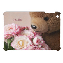 teddy bear smells the roses iPad mini case
