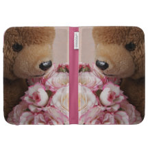 teddy bear smells the roses Kindle case