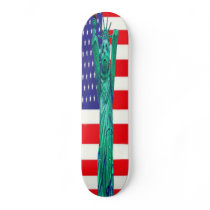 Teddy Bear,Statue of Libert and USA Flag Skate Deck