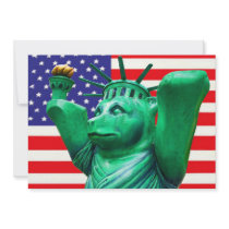 Teddy Bear,Statue of Liberty & USA Flag(4) Custom Announcements