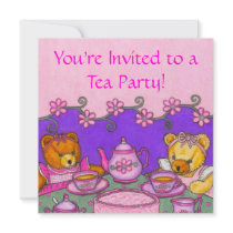 Teddy Bear Tea Party Invitation Cards