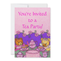 Teddy Bear Tea Party Invitation Cards