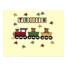 Teddy Bear Train Tshirts and Gifts Post Cards