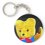 Teddy Bear Waving, Head / Shoulders, Black Back(1) Key Chains