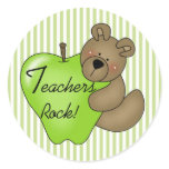 Teddy Bear with Apple Teachers Rock Stickers