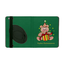 Teddy Bear With Gift Merry Christmas Holiday iPad Cases