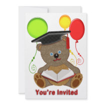 Teddy Bear with Grad Cap & Balloons You're Invited