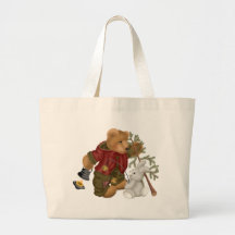Teddy Bear Woodsman Canvas Bag