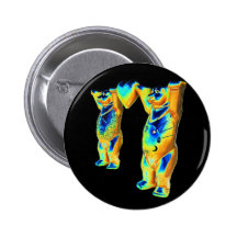 Teddy Bears and Heart, Blue, Green &  Orange, Blac Pinback Buttons