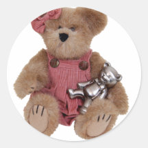 TeddyBearsHug100409 Round Stickers