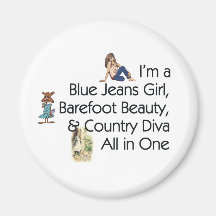 TEE Blue Jeans Girl Refrigerator Magnets
